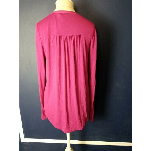 Banana Republic Raspberry Blouse Pleated Front Tunic Shirt Sz Small - Picture 4 of 6